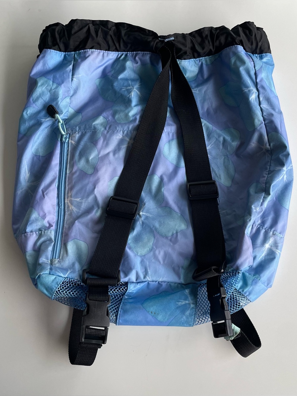 Vintage GAP Beach Backpack Mesh Swim Bag Blue Purple Y2K Drawstring Bag - Picture 5 of 8